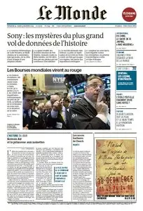 LE MONDE du dimanche 14 et lundi 15 decembre 2014