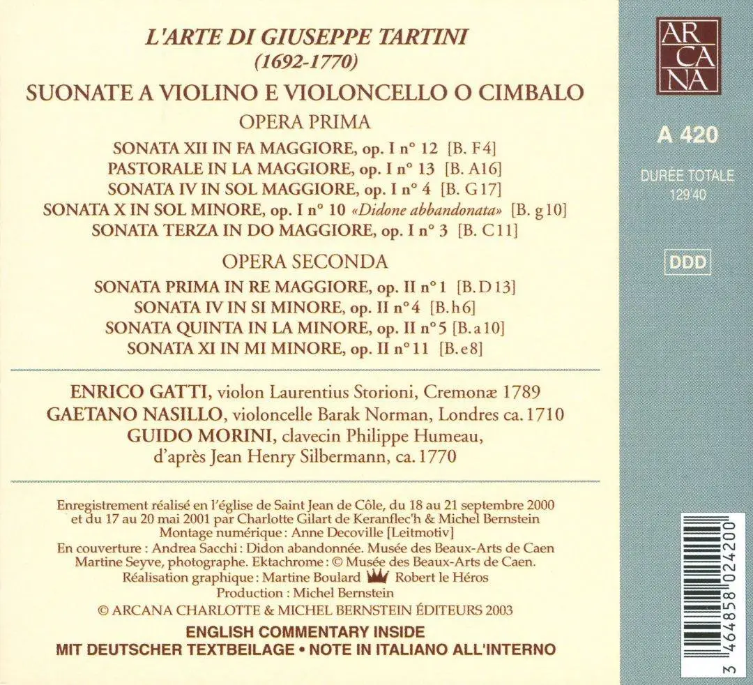 Enrico Gatti, Gaetano Nasillo, Guido Morini - Tartini: Suonate A ...