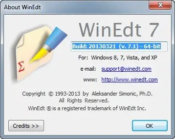 WinEdt 7.1 Build 20130321 (x86/x64)