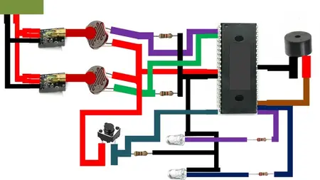 PIC16F877A: Laser-Based Object Counter & Security System.