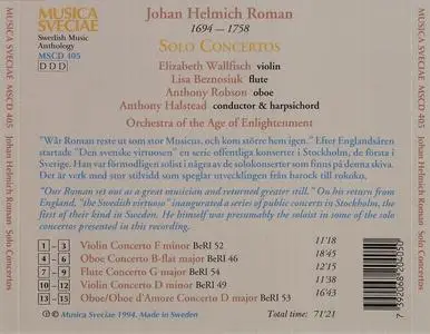 Anthony Halstead, Orchestra of the Age of Enlightenment - Johan Helmich Roman: Solo Concertos (1994)