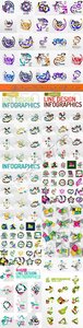 Infographic mega collection flat web concepts and backgrounds vector 5