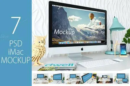 CreativeMarket - 7 PSD iMac Mockup + Bonus