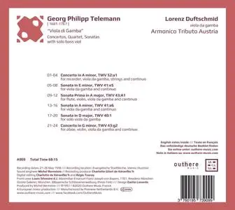 Lorenz Duftschmid, Armonico Tributo Austria - Telemann: Viola di Gamba - Concertos, Quartet, Sonatas with solo bass viol (2020)
