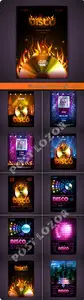 Disco party poster neon background vector