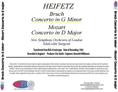 Jascha Heifetz, Malcol Sargent, New Symphony Orchestra of London - Bruch & Mozart (1963/2015)