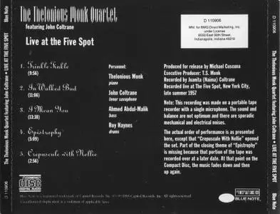Thelonious Monk featuring John Coltrane - Live at the Five Spot: Discovery! (1957) {Blue Note D110906 rel 1993}