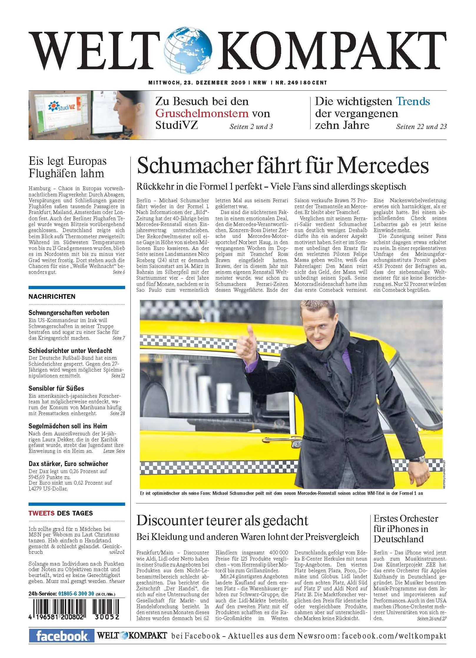 Die Welt kompakt vom 23. Dezember 2009