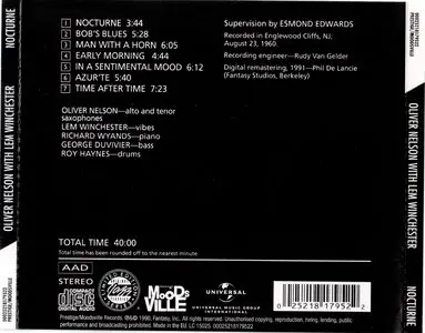 Oliver Nelson & Lem Winchester - Nocturne (1960) [Remastered 1991]