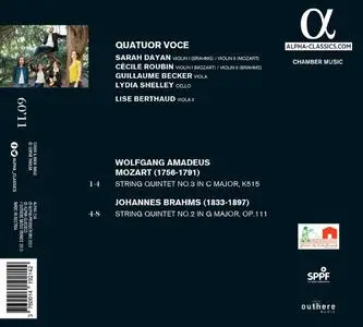 Quatuor Voce, Lise Berthaud - Mozart, Brahms: String Quintets (2015)