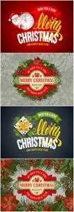 Merry Christmas and Happy New Year vector greeting card