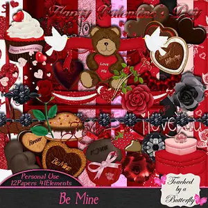 Scrap Kit : Be Mine, Romantic Quick Page & 2 Clusters
