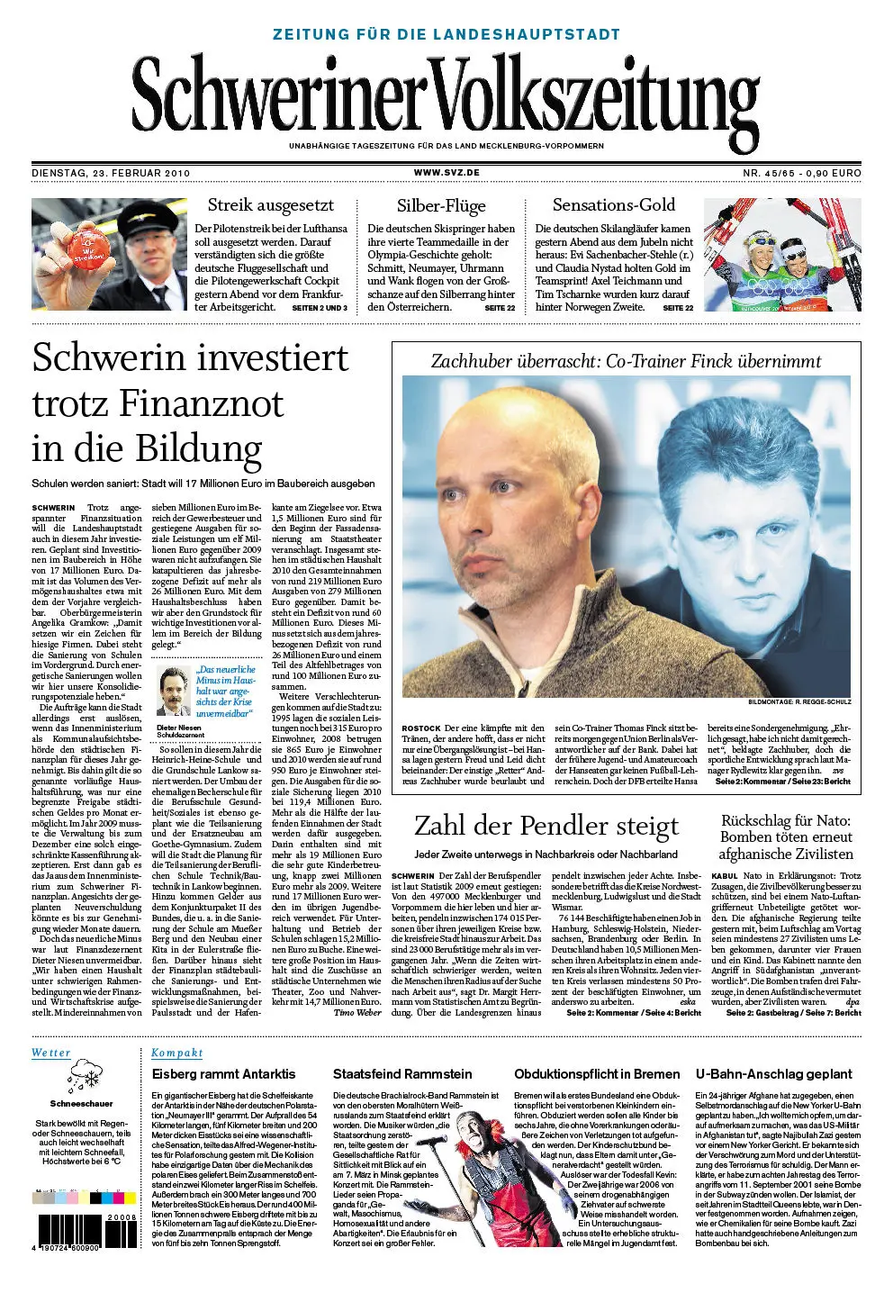 Schweriner Volkszeitung 23.02.2010 (Ausgabe Stadt Schwerin)
