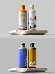 Realistic Bottle Mockup on Stone Podium 1697743796
