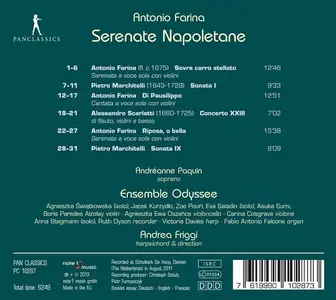 Andreanne Paquin, Ensemble Odyssee, Andrea Friggi - Farina, Marchitelli, A.Scarlatti: Serenate Napoletane (2013)