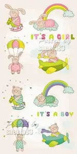 Baby Arrival Cards Vector