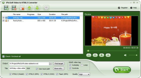 iPixSoft Video to HTML5 Converter 4.0