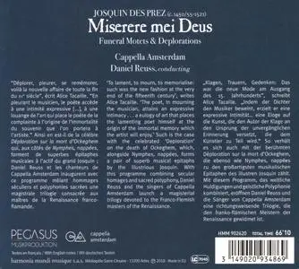 Josquin des Prez - Miserere mei Deus - Cappella Amsterdam & Daniel Reuss (2018) {harmonia mundi HMM902620}