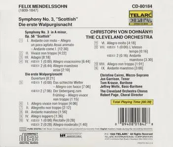 Christoph von Dohnányi, The Cleveland Orchestra - Felix Mendelssohn: Symphony No. 3 'Scottish'; Die erste Walpurgisnacht (1988)