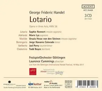 Laurence Cummings, FestspielOrchester Gottingen - George Frideric Handel: Lotario (2017)