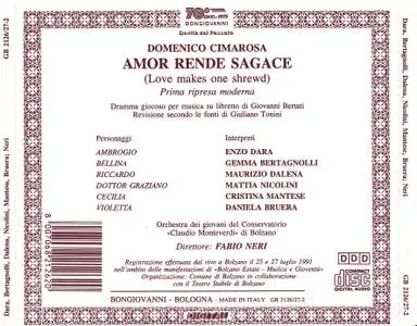 Fabio Neri, Orchestra dei giovani del Conservatorio "Claudio Monteverdi" di Bolzano - Cimarosa: Amor rende sagace (1992)