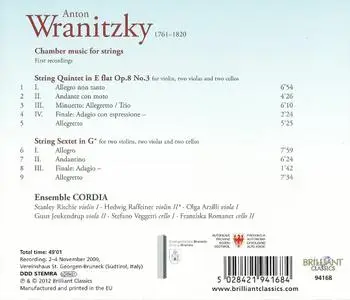 Ensemble Cordia - Anton Wranitzky: String Quintet Op.8 No.3, String Sextet in G (2012) (Repost)