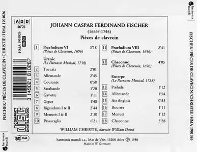 William Christie - Johann Caspar Ferdinand Fischer: Pièces de clavecin (1987)