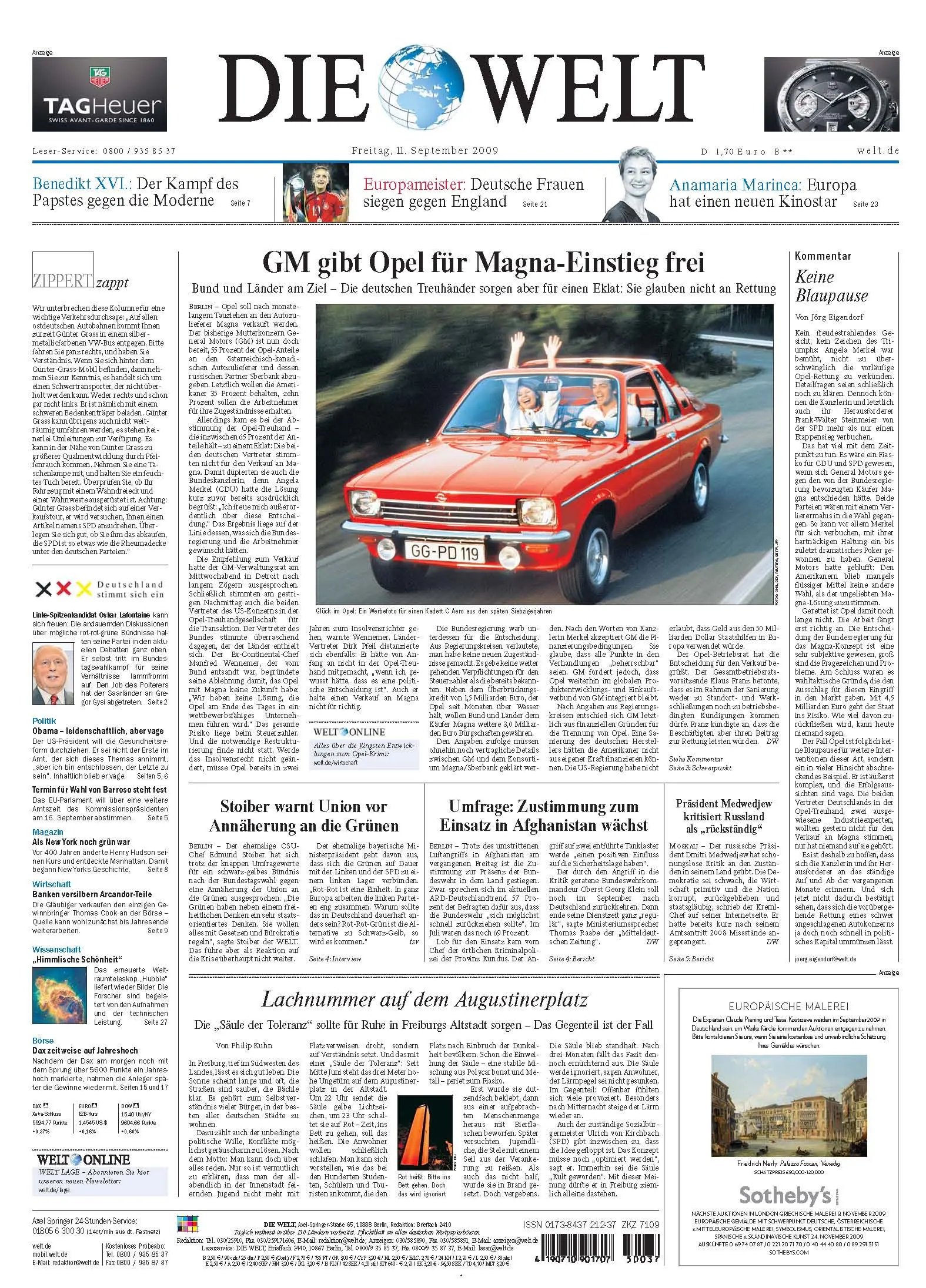 Die Welt vom 11. September 2009