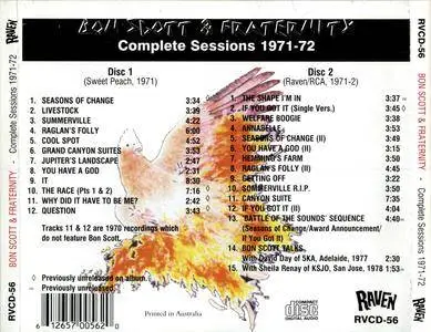 Bon Scott & Fraternity ‎– Complete Sessions 1971-72 (1996) 2 CD