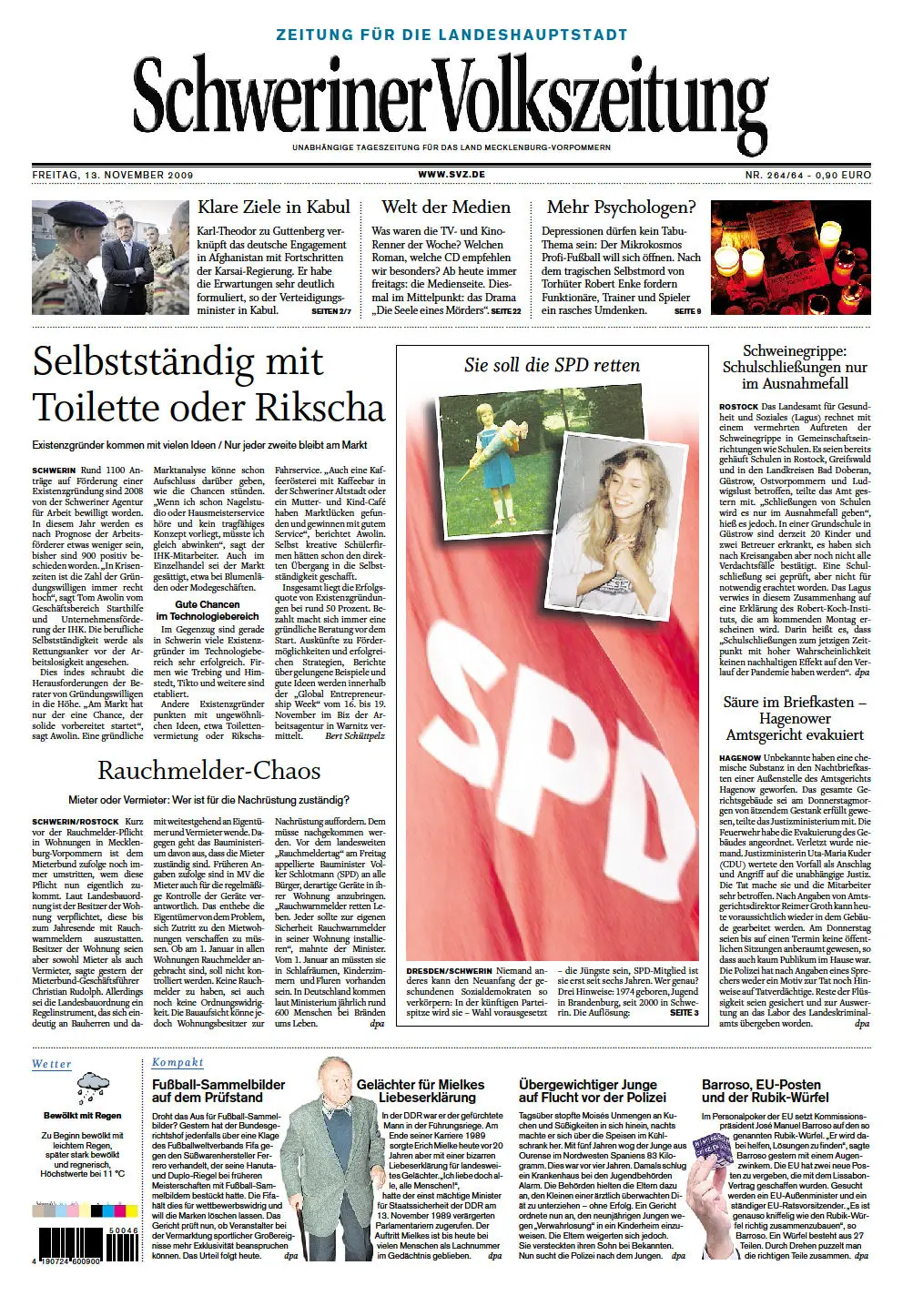 Schweriner Volkszeitung 13.11.2009 (Ausgabe Stadt Schwerin)