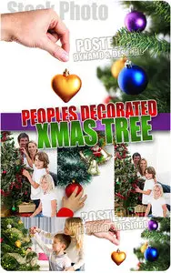 Peoples decorated xmas tree - UHQ Stock Photo