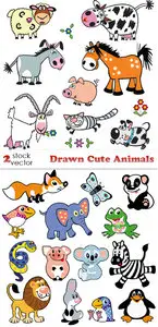 Vectors - Drawn Cute Animals