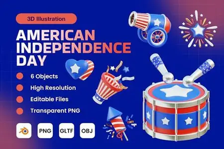 American Independence Day 3D Icons V.2 S877UC4