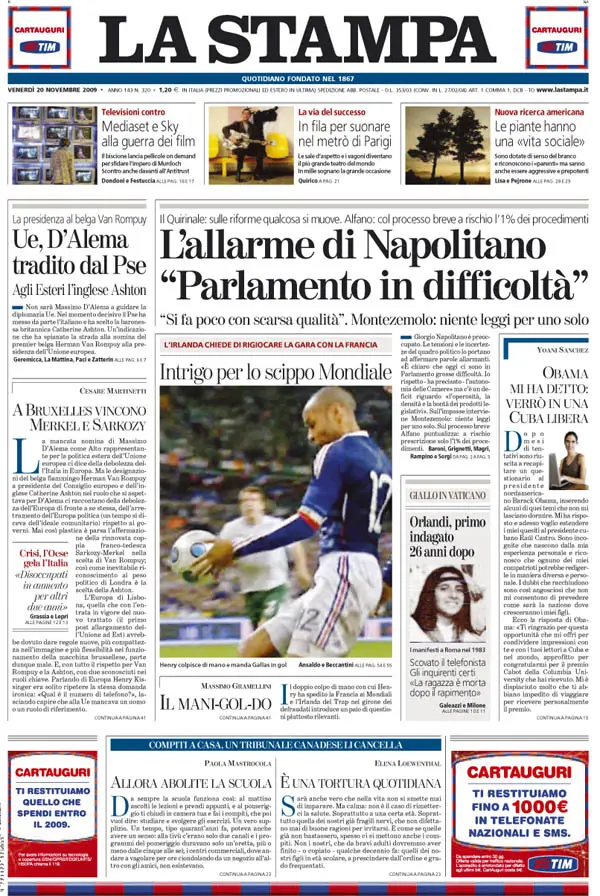 La Stampa (20-11-09)