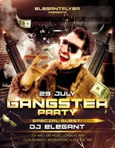 Flyer PSD Template - Gangster Party plus Facebook Cover