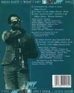 Miles Davis featuring Keith Jarrett - What I Say?, Volume 1 & 2 (1971) {2CD, Jazz Music Yesterday 1015/16-2 rel 1994}