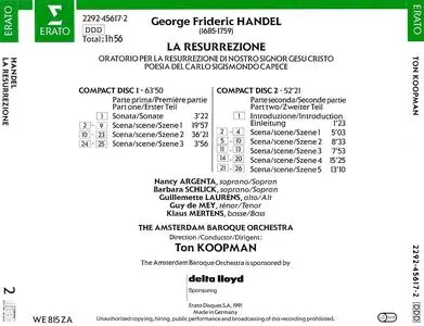 Ton Koopman, The Amsterdam Baroque Orchestra - George Frideric Handel: La Resurrezione (1991)