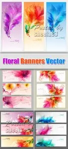Abstract Floral Banners Vector