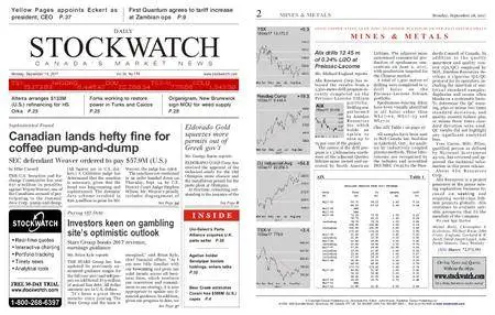 Stockwatch - Canada Daily – September 18, 2017