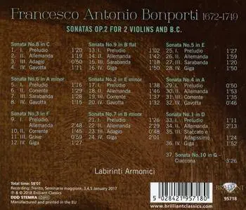 Labirinti Armonici - Bonporti: Sonatas, Op. 2 for 2 Violins and B.C. (2018)