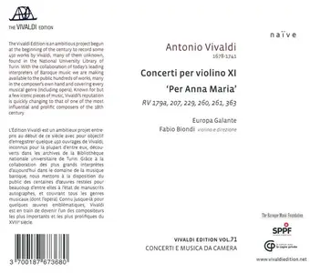 Fabio Biondi, Europa Galante - Antonio Vivaldi: Concerti per violino XI 'Per Anna Maria' (2022)