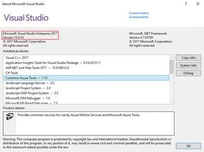 Microsoft Visual Studio 2017 version 15.9.16