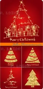 2013 Golden Christmas tree vector