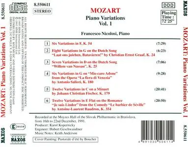 Francesco Nicolosi - Wolfgang Amadeus Mozart: Piano Variations, Vol. 1 (1993)