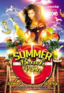 Summer Beach Party 2 Flyer PSD Template Facebook Cover