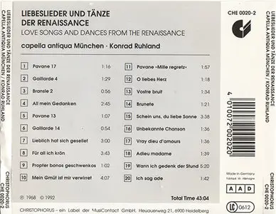 Capella Antiqua / Konrad Ruhland - Liebeslieder und Tänze der Renaissance (1968, CD reissue 1992)