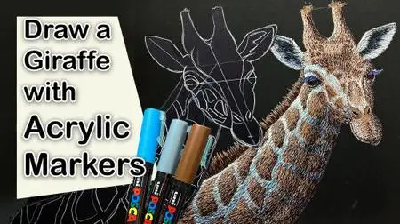 Acrylic Marker Giraffe Drawing - How to draw an animal with Paint Pens