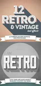 GraphicRiver 12 Various 3D Retro & Vintage Text Effects Pack