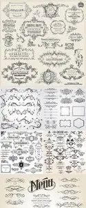 Stock: Vintage Frames and Ornaments Set