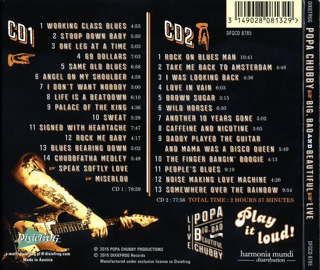 Popa Chubby - Big, Bad And Beautiful: Live (2015) {2CD Dixiefrog Records DFGCD 8785}